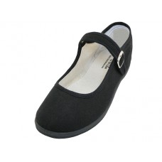 T2-115L-B - Wholesale Women's "EasyUSA" Cotton Upper Mary Janes Shoe ( *Black Color )